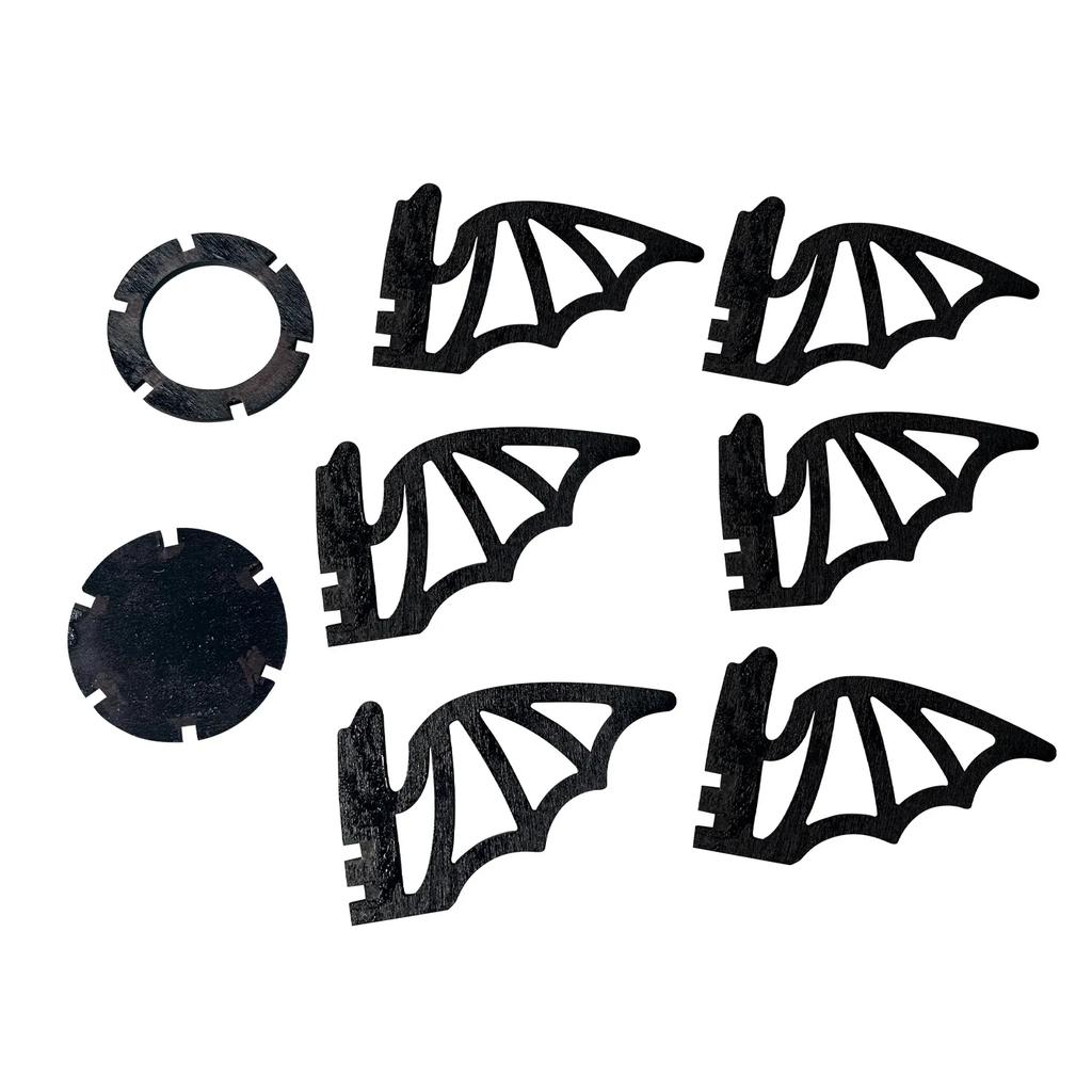 2024 Halloween Bat Candlestick Table Wooden Candlestick Black Bat Decorative Desktop Ornament