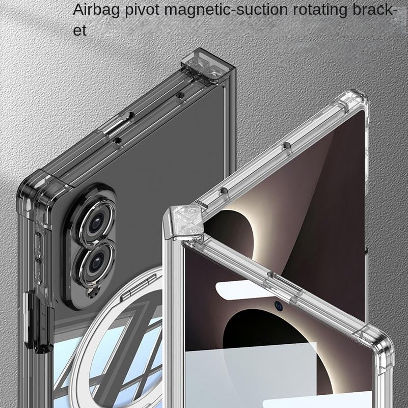 Reinforced Corner Airbags Transparent Case for Samsung Galaxy Z Fold 8 Fold8 Ultra Metal Ring Holder Glass protective film Cover