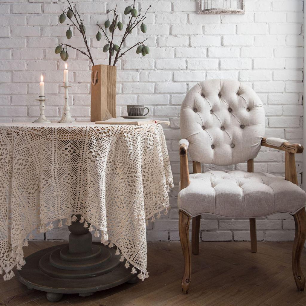 Yun Retro American Crochet Tablecloth - Pastoral Knitted Round Cover & Photo Backdrop
