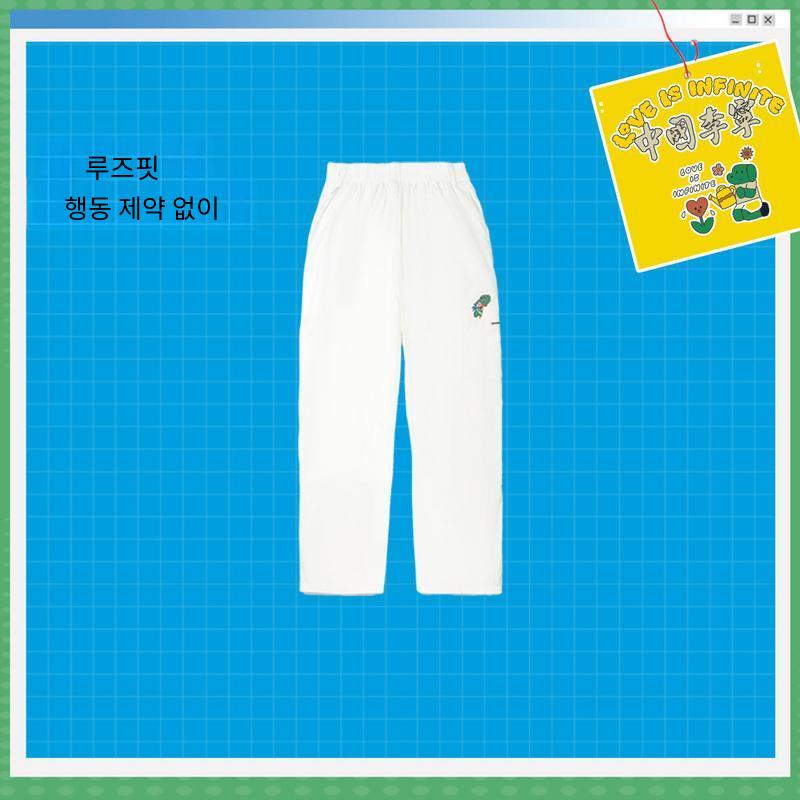 Li Ning X Taka Sha Collaboration Letter Mid-Rise Breathable Versatile Straight Leg Casual Pants Women Bottoms Off-White AKXV340-4