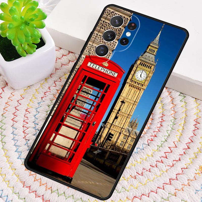 Famous London Landmarks Street Sign Phone Case for Samsung Galaxy note 10 pro S26 Ultra S23 S24 FE S25 S21 S22 PLUS Cover