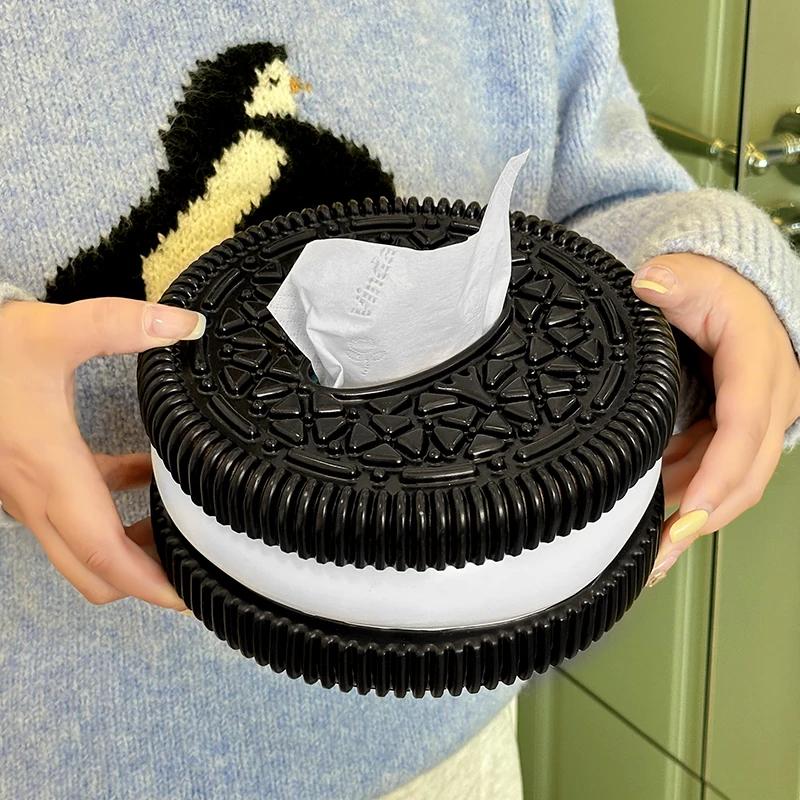 

Креативная бумажная коробка Oreo, предметы интерьера для дома, гостиная, спальня, настольная, ощущение, коробка для салфеток, гостиная, домашний декоратор чёрный