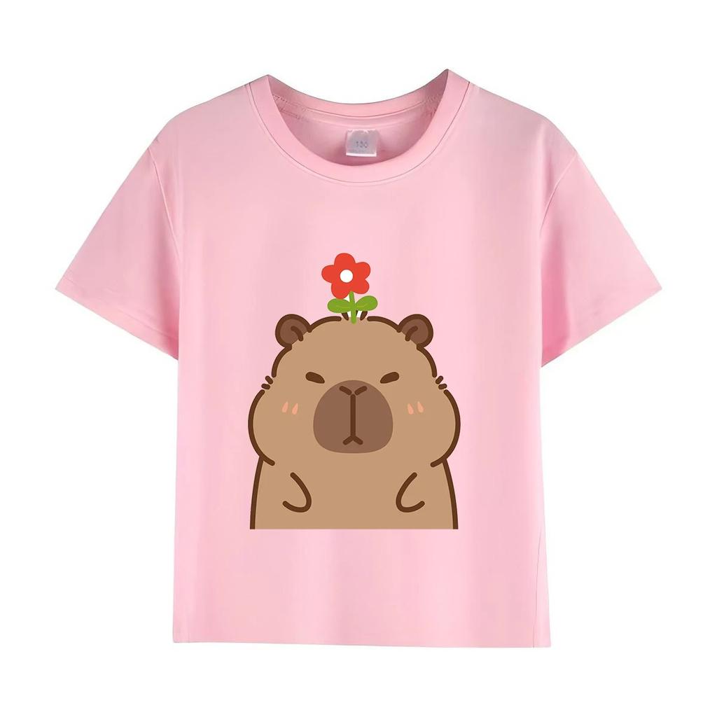 Summer Trend Capybara Printing Cute Children's Short-Sleeved T-Shirt Cute Comfortable Versatile Boy and Girl T-Shirt