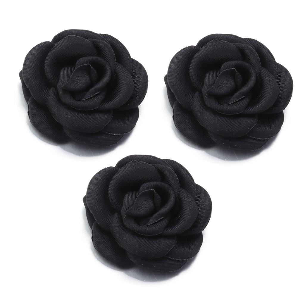 3pcs 5cm Satin Burned Edge Camellia Fabric Artificial Flower For Wedding Party DIY Crafts Clothing Headwear Decor Accessories