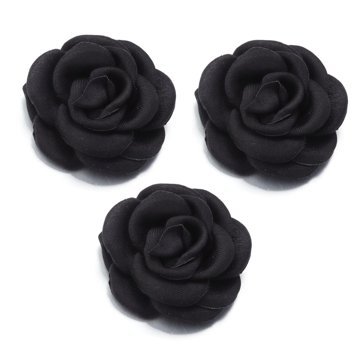 

3pcs 5cm Satin Burned Edge Camellia Fabric Artificial Flower For Wedding Party DIY Crafts Clothing Headwear Decor Accessories чёрный