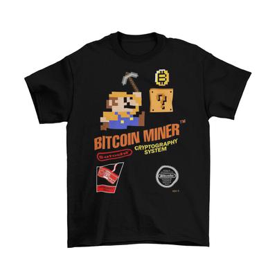 Bitcoin Miner Super Mario Crypto T-Shirt Unisex Cotton Adult Sizes Nintendo New