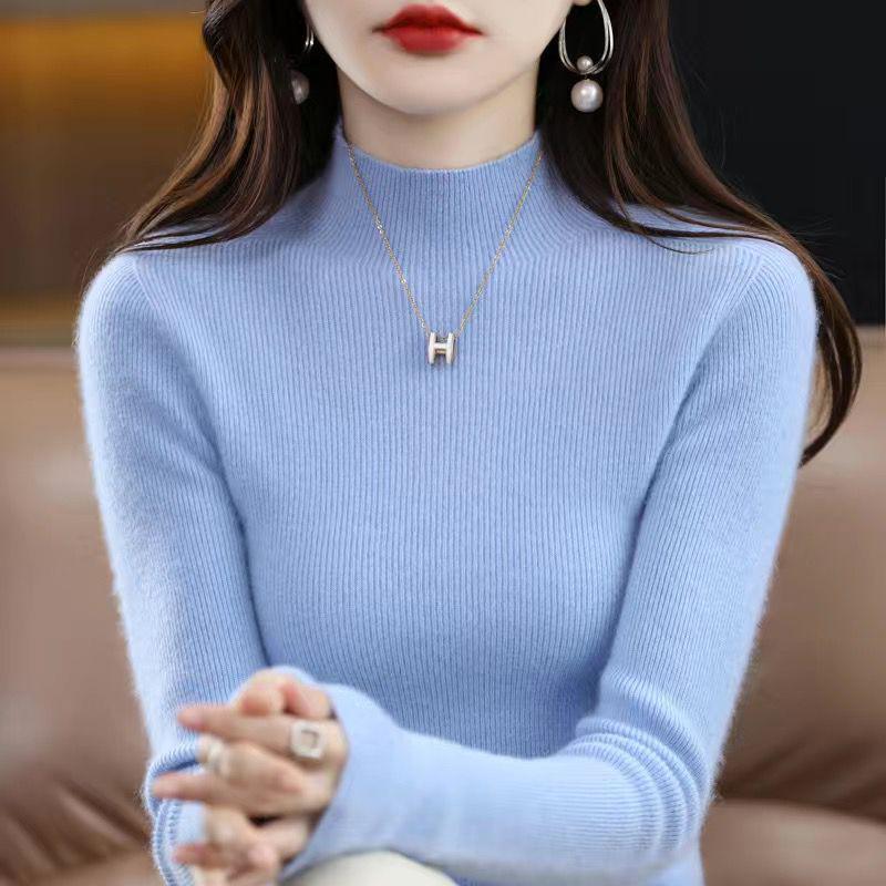 2024 Women's Half-Turtleneck Slim Fit Knitted Sweater - Autumn/Winter Wear