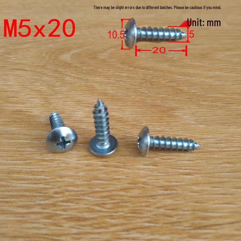 M4M5 Large Flat Head Galvanized Self-Tapping Phillips Wood Screws, Pan/Round Head