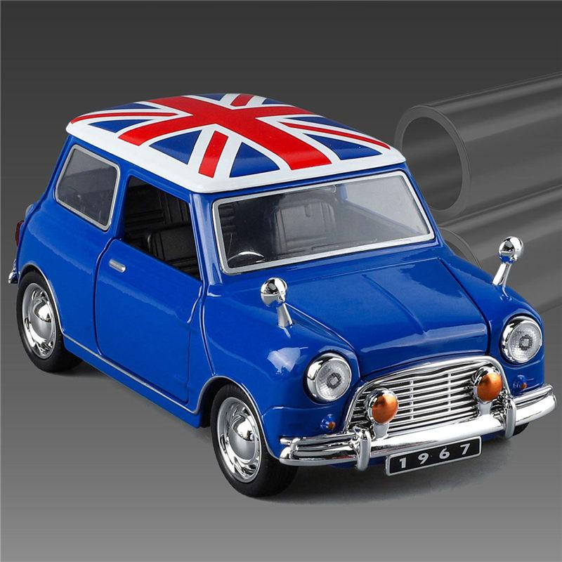 1:32 Morris Mini Cooper S Alloy Classic Sports Car Model Diecast Metal Track Racing Car Vehicles Model Sound Light Kids Toy Gift