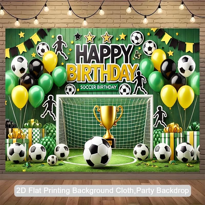 1pc Football Birthday Party Background - Vibrant Green with Black and Yellow Decorations Football Birthday Decorations