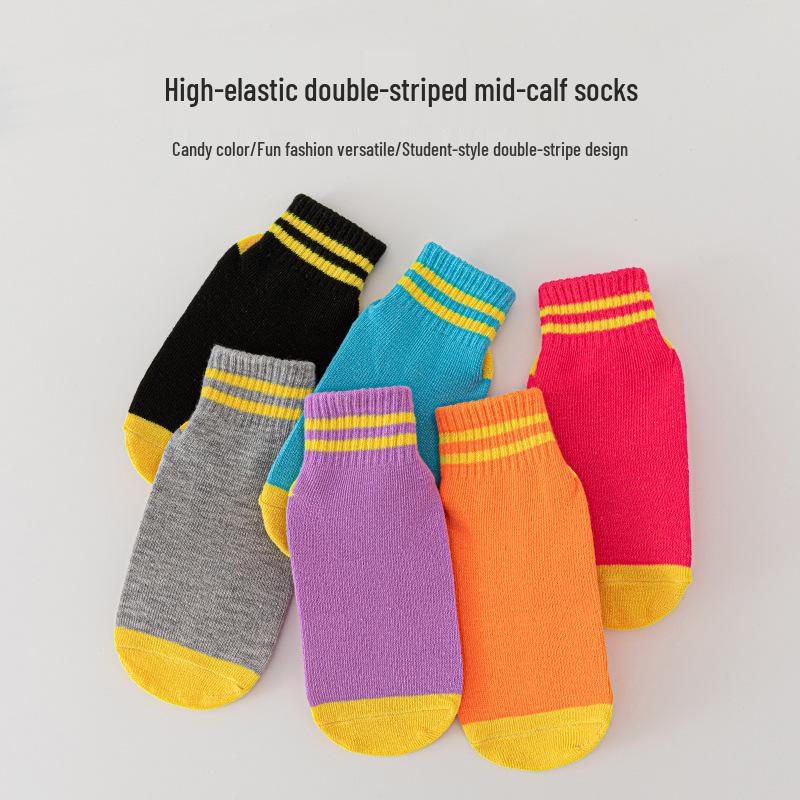 Children's Non-Slip Mid-Calf Socks for Trampolines, Yoga, and Early Walking