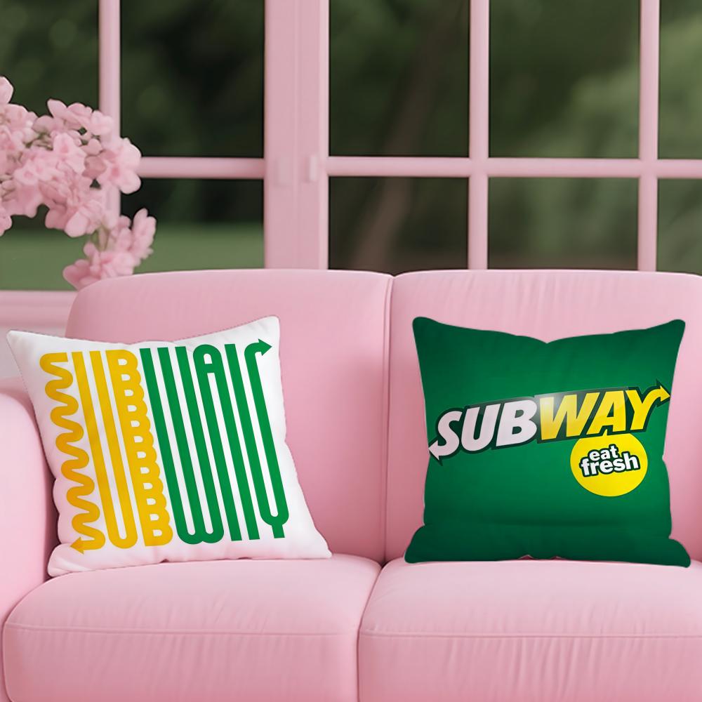 American Restaurant S-Subway-s Cushion Cover 2-in-1 Reversible Plush Pillow Cover | Car/Sofa/Bed | Perfect Gift