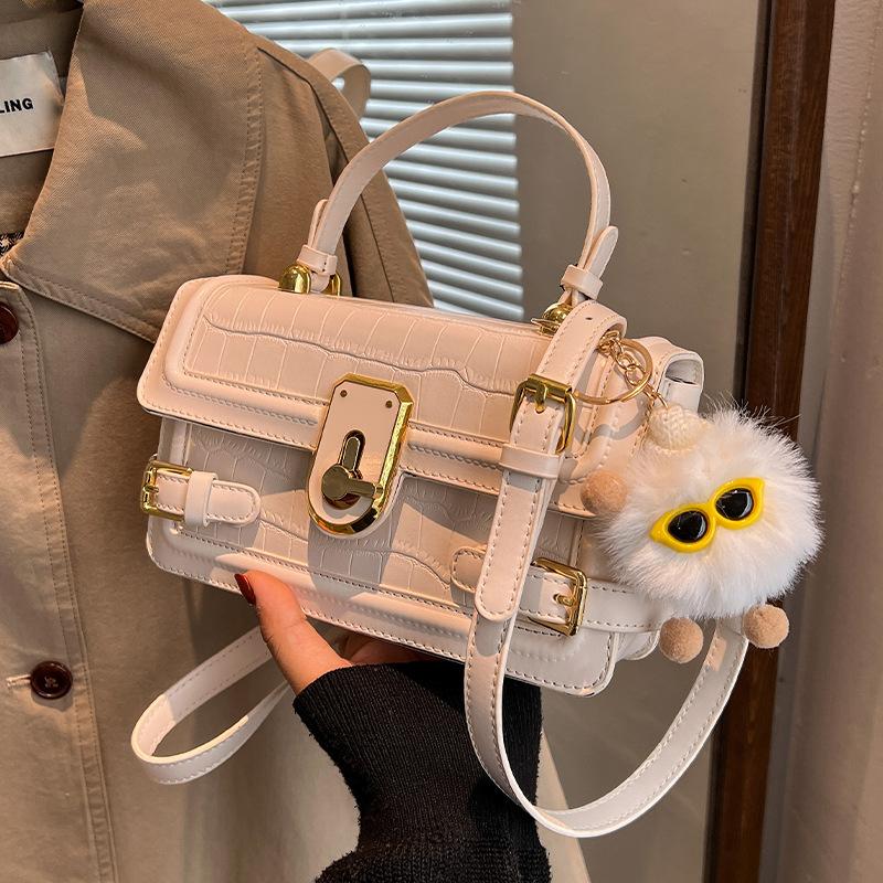 Tragbare Crossbody-Tasche mit Klappe für Damen, Krokodilmuster, lässig, kleine quadratische Textur, Damen-Schultertasche