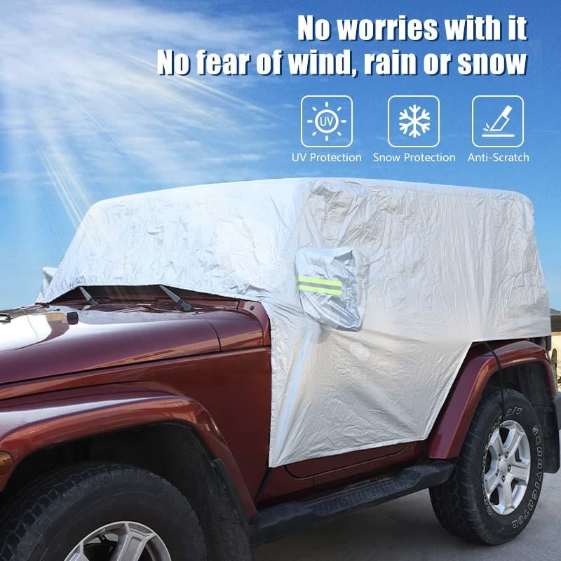 Waterproof All Weather Windshield Sunshade Leather Car Cover Fit for Jeep Wrangler JK JL 2-Door Version Exterior Accessories
