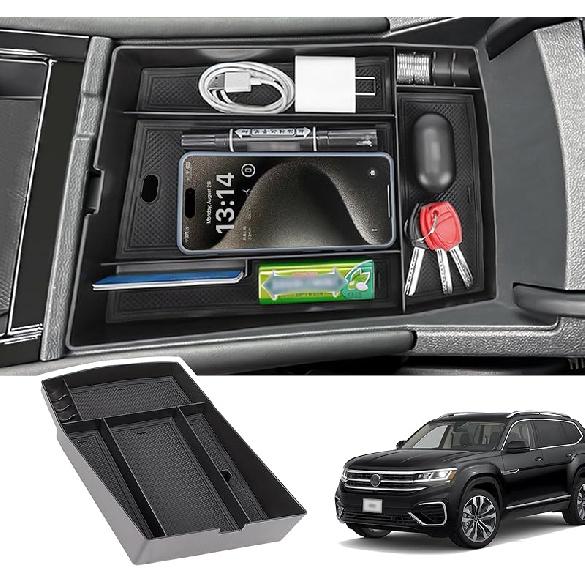 Center Console Organizer Compatible With 2024 2025 VW Volkswagen Atlas And Cross Sport Center Console Storage Box Interior Accessories(Armrest