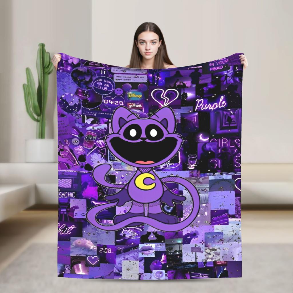Cartoon S-Smiling Critters Anime Blankets Game Plush Novelty Warm Throw Blanket for Home Autumn/Winter