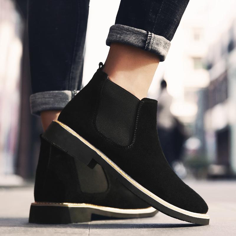 Winter Boots for Men Luxury Brands Comfortable Business Work Shoes Wear Resistant Casual Leather Velvet Chelsea Boots