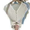 A Stylish V-neck, Hollowed-out Short-sleeved T-shirt for Women, A New Summer Thin Knitted Top That Is Slimming and Flattering