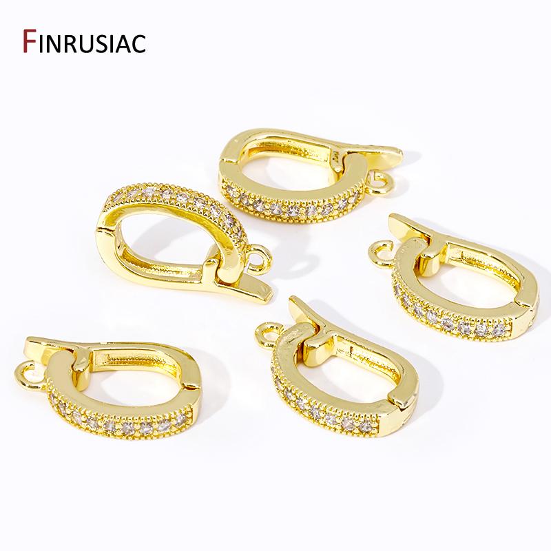 Großhandel 18K Gold Plated Messing Scharnier Halskette Verstärker Eingelegt Zirkon Anhänger Öse Mit Ring Für DIY Schmuckherstellung Zubehör