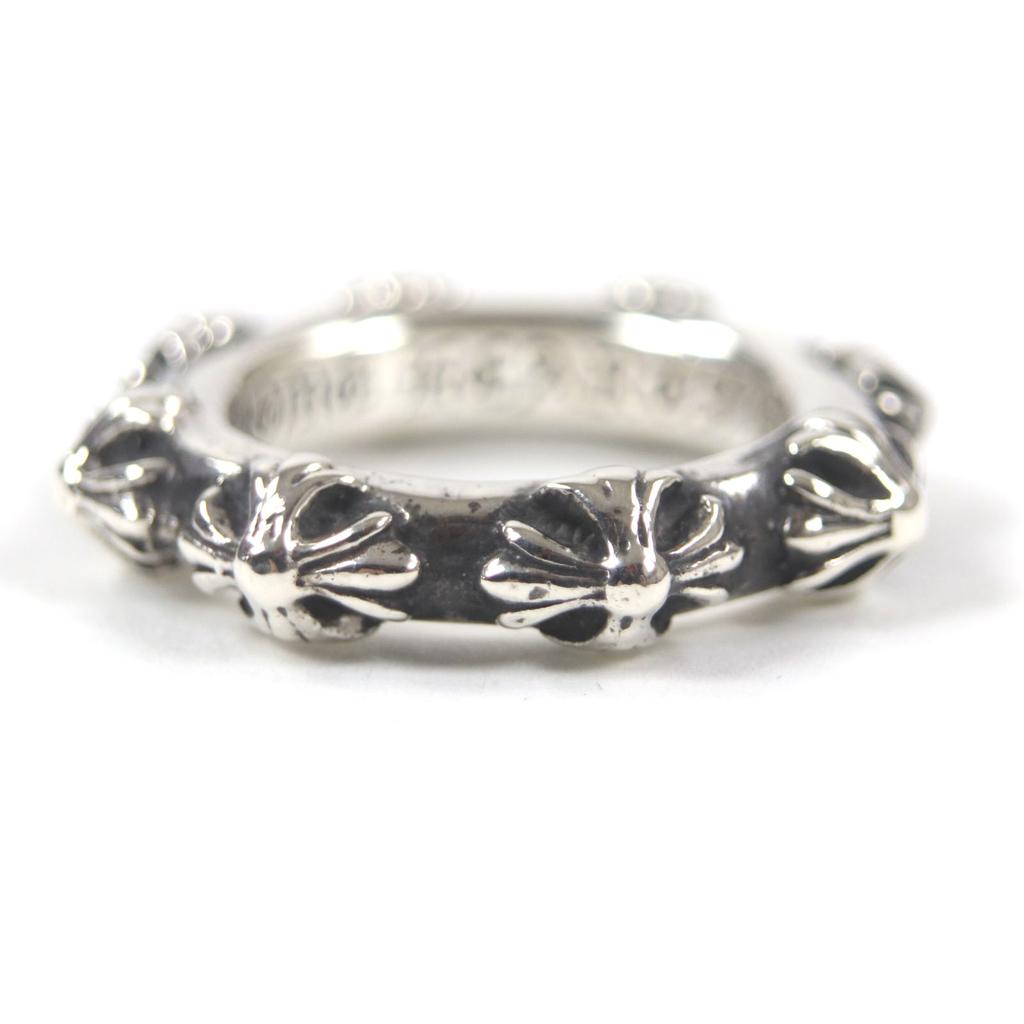 Great CHROME HEARTS Ring Cross Band Ring Silver 925 Mens Used