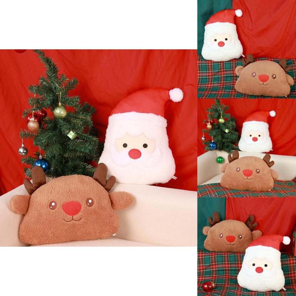Christmas Santa Plush Toy Reindeer Pillow Soft Decor Gift For Holiday Season