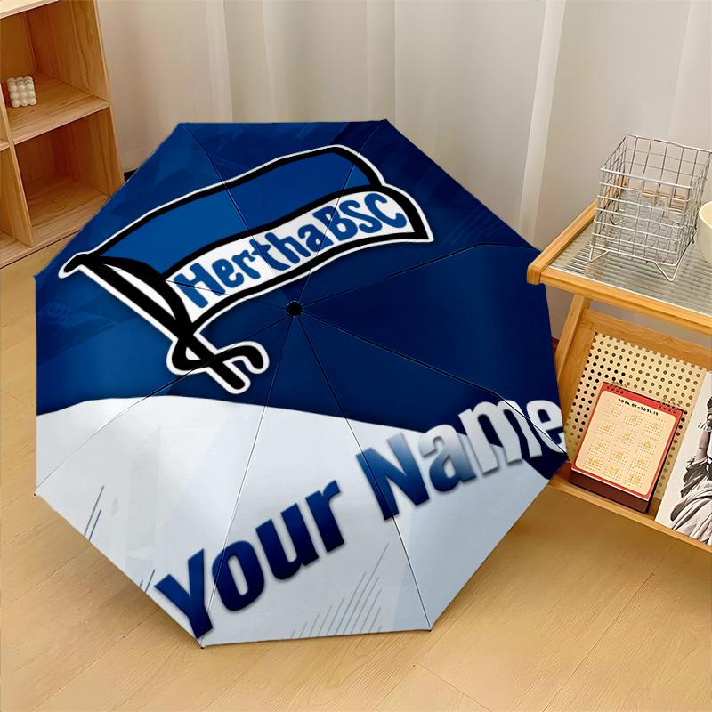 Hertha bsc Parapluie Pliant Automatique à 3 Plis 8 Baleines Coupe-Vent Protection Solaire Pluie pour Voyage Extérieur Usage Quotidien