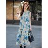 MOKANA Fashion Elegant Printed Sleeveless Mid-Length Ink Wash Dress
