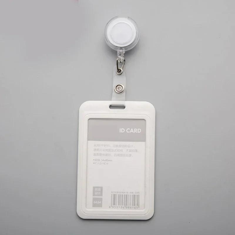 Women Man Credit Card Cover Case with Retractable Buttons Pouch Creative Transparent Nurse Badge Doctor ID Holder Clip Badge