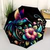 1pc Colorful Hummingbird with Floral Fantasy Pattern Beautiful Looking Automatic Folding Umbrella, 3 Folding, 8 Iron Frame Design, Durable and Su