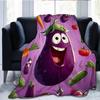 funny smiling eggplant Flannel printed blanket suitable for all seasons suitable for living room office sofa and travel