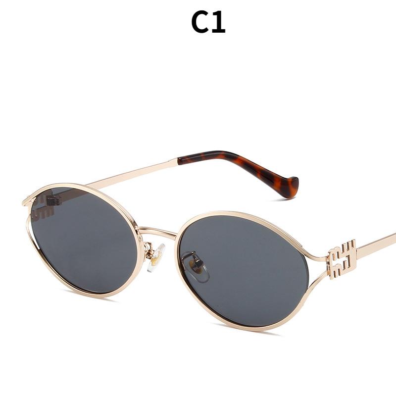 Women's sunglasses, men's and women's fashion round-frame metal sunglasses