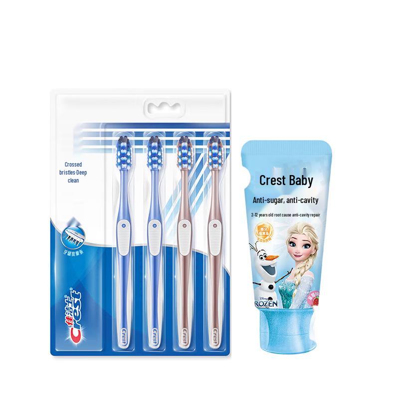 Crest All-in-One Toothbrush 4-Pack & Frozen Kids Toothpaste Set