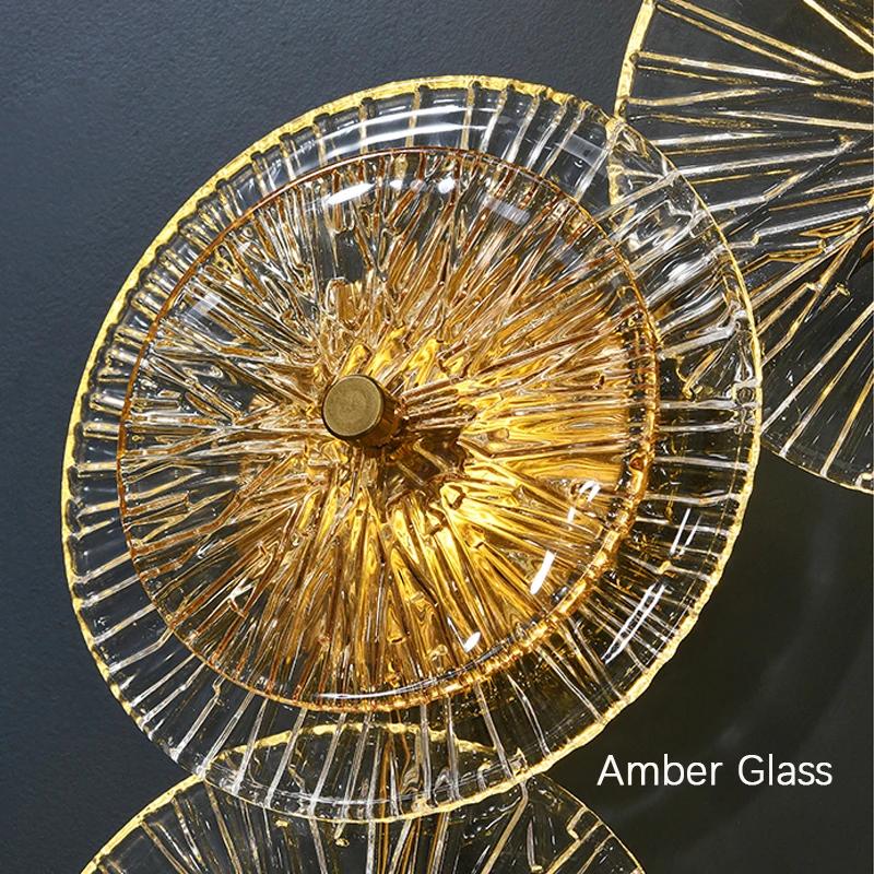 Nordic LED Round Wall Lamp Light Luxury Glass Ceiling Lights Combination for Living Room TV Background Bedside Corridor Aisle
