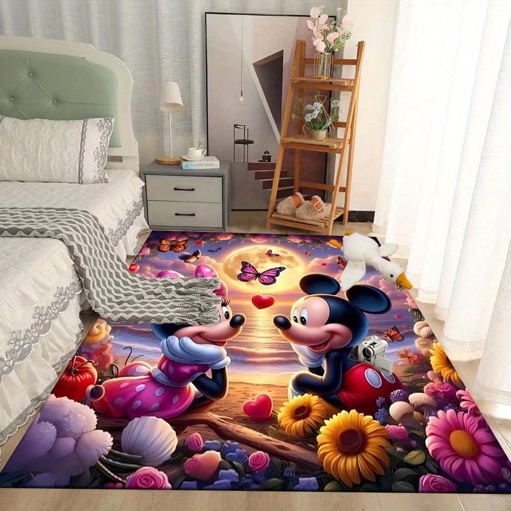 1 Stück Mickey Maus Minnie Muster Teppich Läufer, Schlafzimmer und Spielzimmer Langlebig, Fleckenresistent und Leicht zu Reinigen, Wohnzimmer