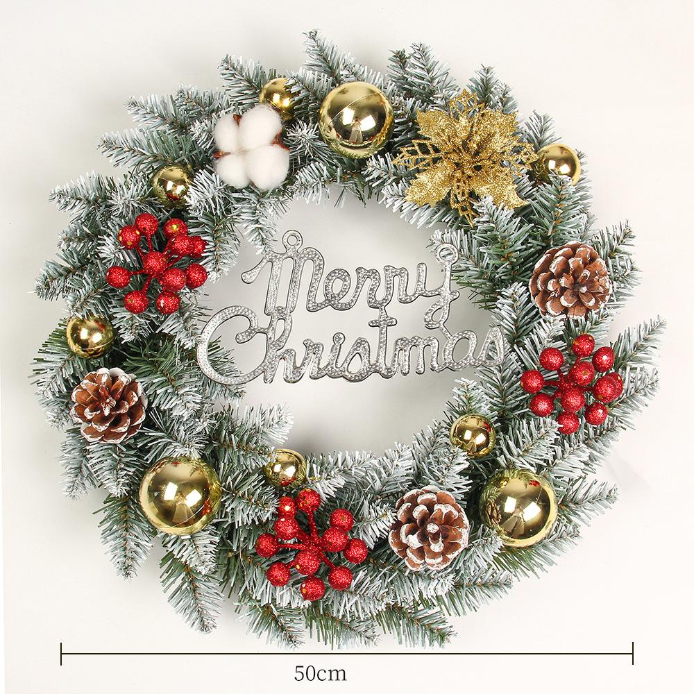Weihnachtskranz für die Haustür, künstlicher PVC-Rattan-Girlande, Xmas-Hängekranz mit optionalem LED-Licht für Haus- und Einkaufszentrum-Dekoration