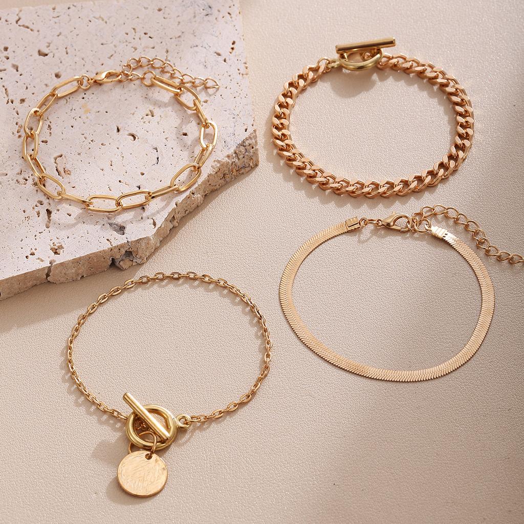 Hot-selling snake bone chain bracelet set, personalized and creative retro metal OT buckle chain bracelet