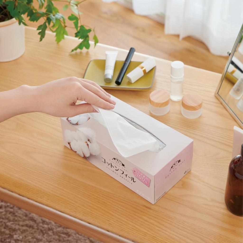 Elleair Cotton 150 sztuk x 5 celulozowe chusteczki, Feel, pudełka, 100%