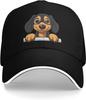 Cute Dachshund Puppy Peeking Over Baseball Cap Adjustable Polyester Casual Sun Hat