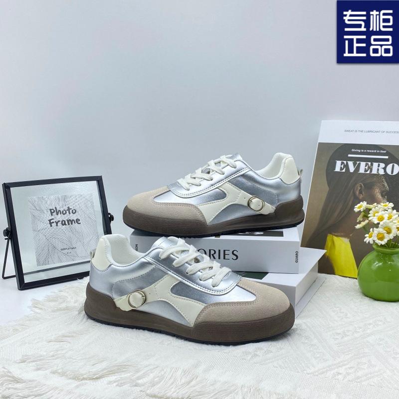 

Женские кроссовки Forrest Gump 2025 осень новые контрастные немецкие тренировочные кроссовки для девочки для активного отдыха и досуга американский ретро тренд 40 серебряный