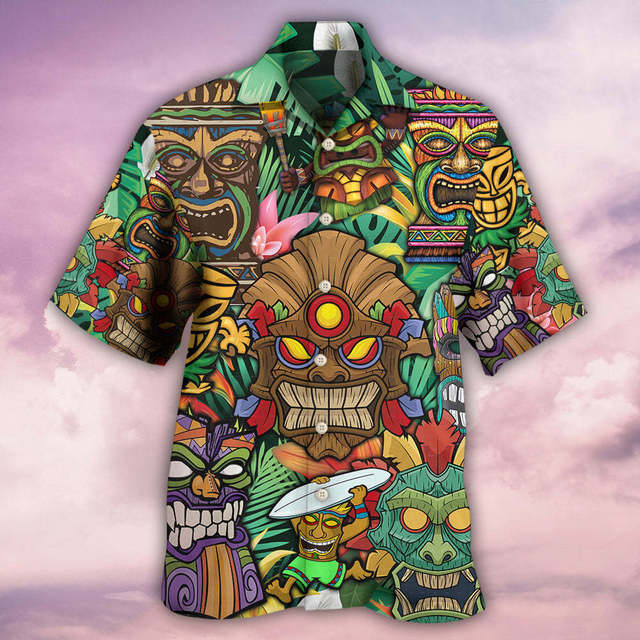 Camisas Hawaianas Transpirables Sueltas con Estampado 3D Modernas Geniales de Moda Tops para Fiesta en la Playa Mangas Cortas Verano para Hombre
