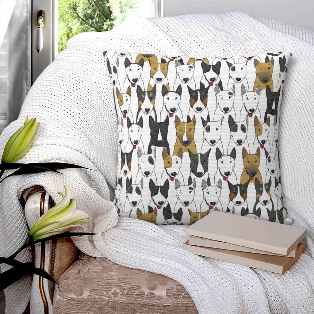 English Bull Terrier Hund Liebe Kissenbezug Kissenhülle für Sofa Lustige Tier-Wurfdecke Kissenbezug Wohnzimmer Schlafzimmer Dekoration