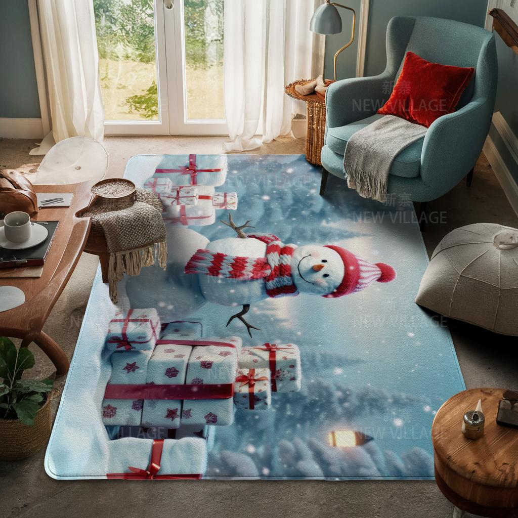 House Entrance Carpet Home Door Mat Living Room Bath Foot Bathroom Non-slip Water Absorption Rugs Bath Merry Christmas Winter