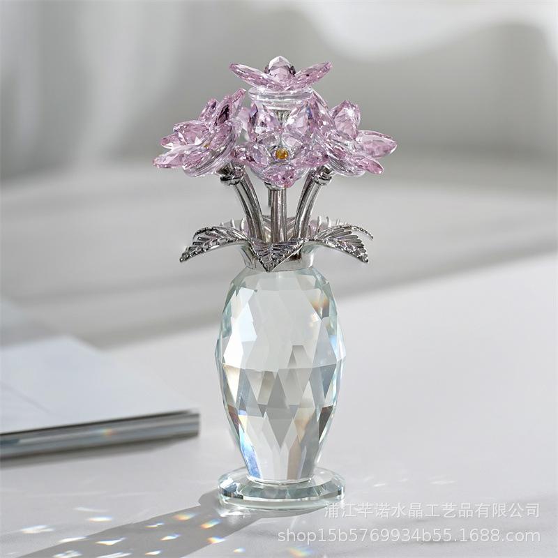 Crystal Hydrangea Ornament Blue Crystal Flower Decor Symbolism Gift for Home Decor Special Occasions Crystal Vase Gift Decor