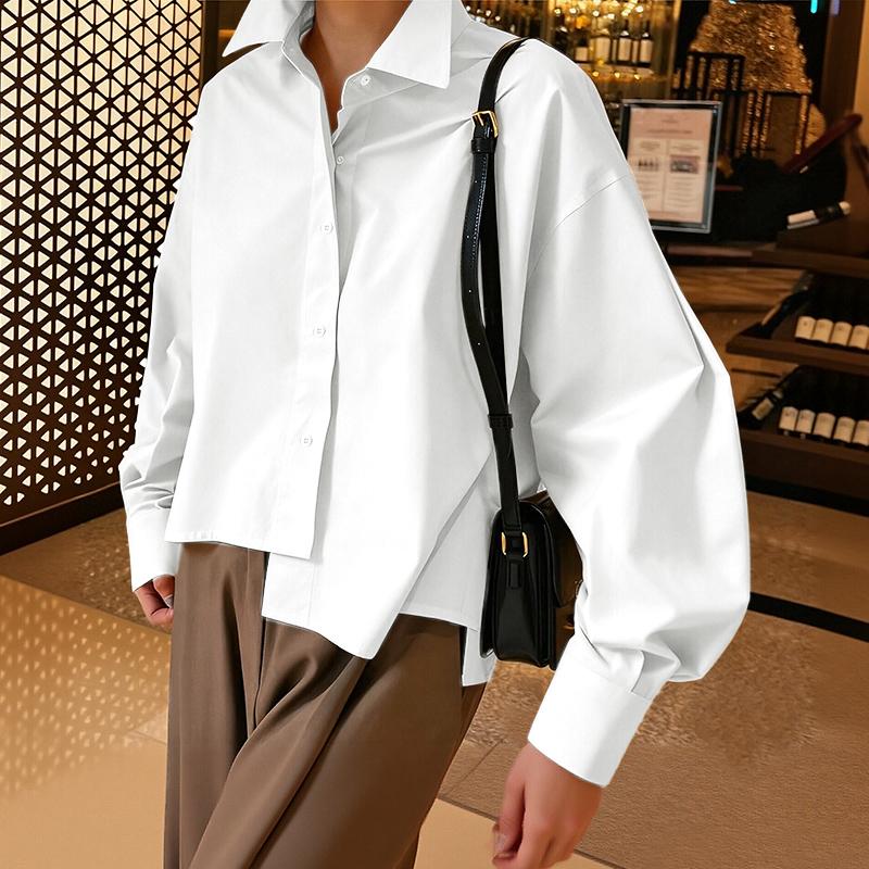 

ZANZEA Женская свободная повседневная блузка с отложным воротником и длинным рукавом 2XL