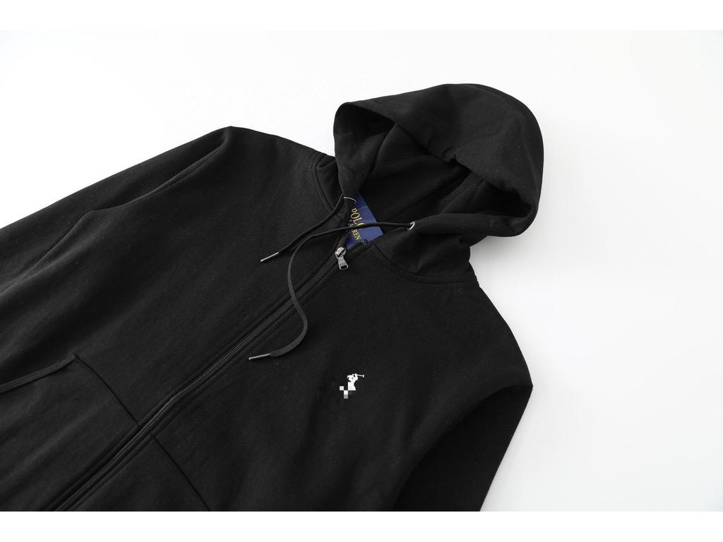 Men's Business RL Ralph LF Embroidered Pony Logo Zip-Up Hoodie Sweatshirt Versatile Outerwear
