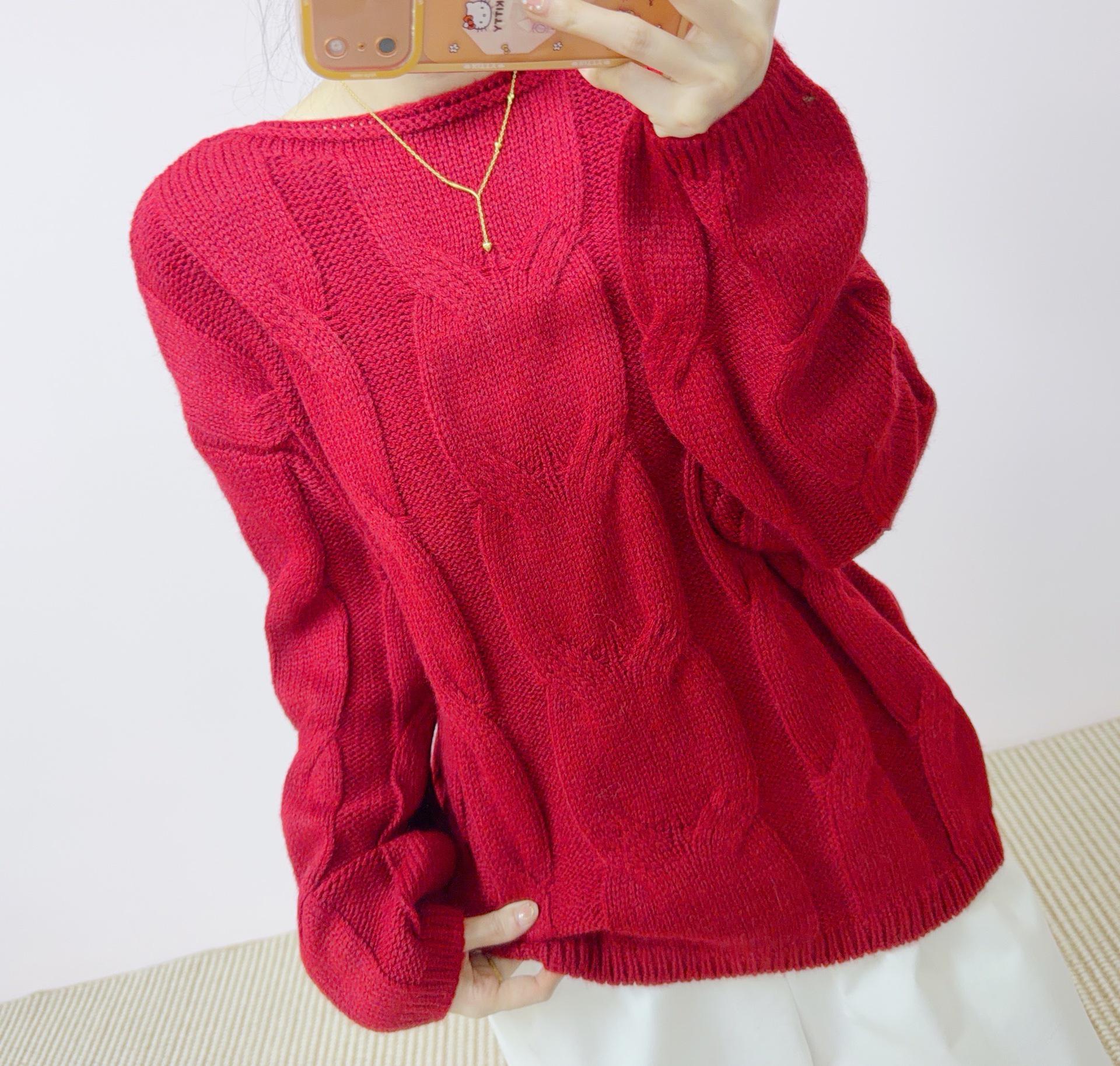 

Spring 2026 Versatile Round Neck Loose Pullover Sweater One Size (45-70 kg)