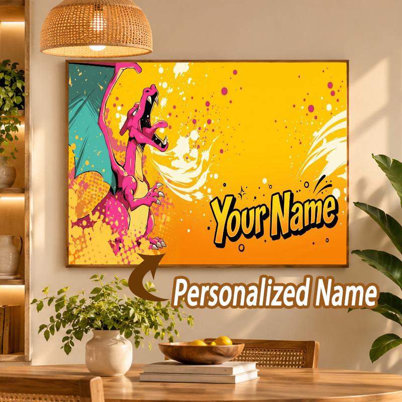 Charizard Custom Name Diamond Painting Personalized 5D Full Drill DIY Diamond Art Home Decor