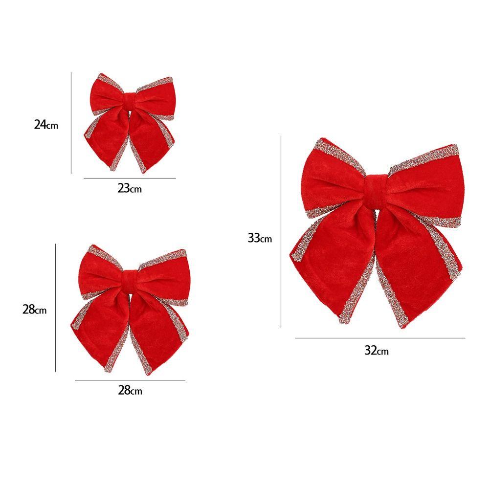 Cartoon Flocking Christmas Bow Ornaments Merry Christmas Decorations  Party Wedding Decoration