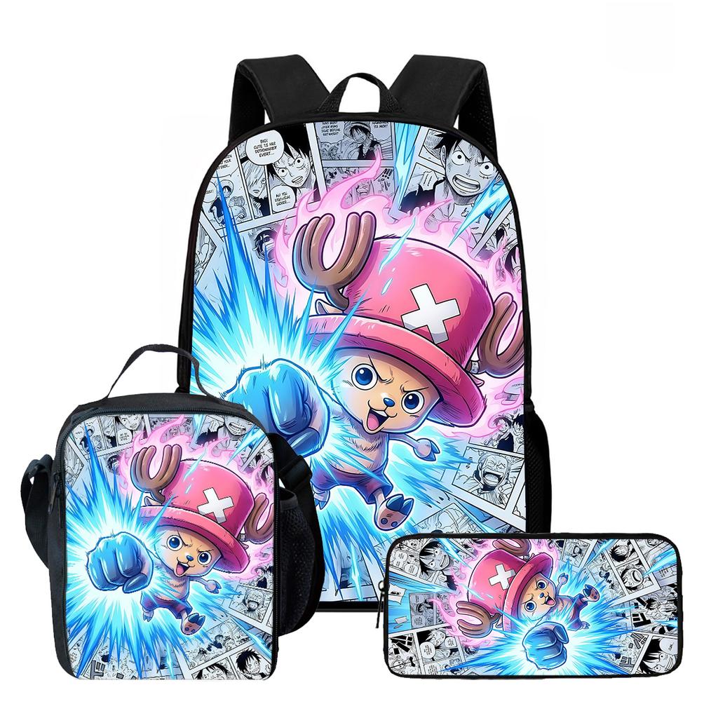15 Inch One Piece 3-in-1 Backpack Set Unisex for Boys and Girls Age 6-10, Light Weight School Kit with Lunch Bag & Pencil Case