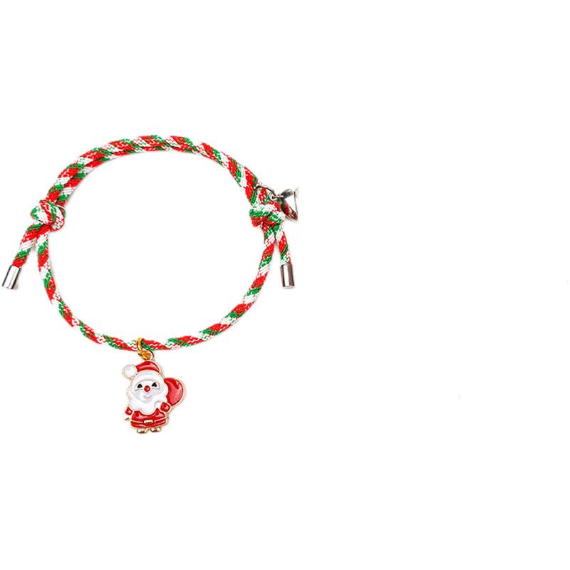 Bracelet Pendentif de Noël Coloré Ajustable Meilleur Ami Couple Dessin Animé pour Femmes